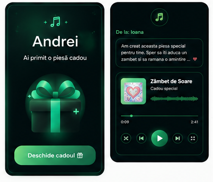 Cadou muzical AiMuzica cu pagina de ascultare si card