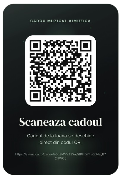 Verso cardului printabil pentru cadou muzical